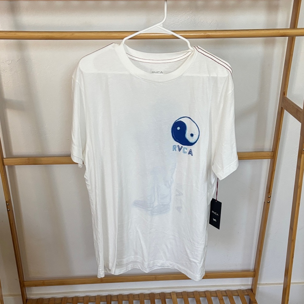 RVCA Yin Yang White and Blue Tee